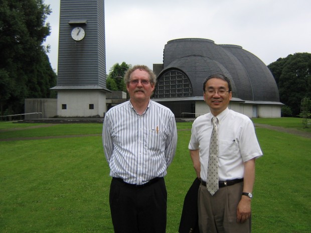 Arden Jensen, Ph.D. with Dr. Kobayashi, Dean of Tokyo Christian University (TCU Chapel is in the background.)
